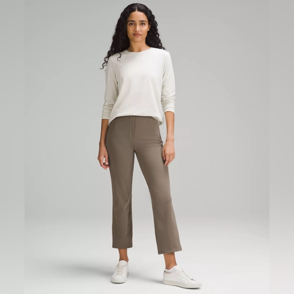 LULULEMON Smooth Fit Pull On High Rise Cropped Pants Sz 10 Taupe Nomad W6CA1S
